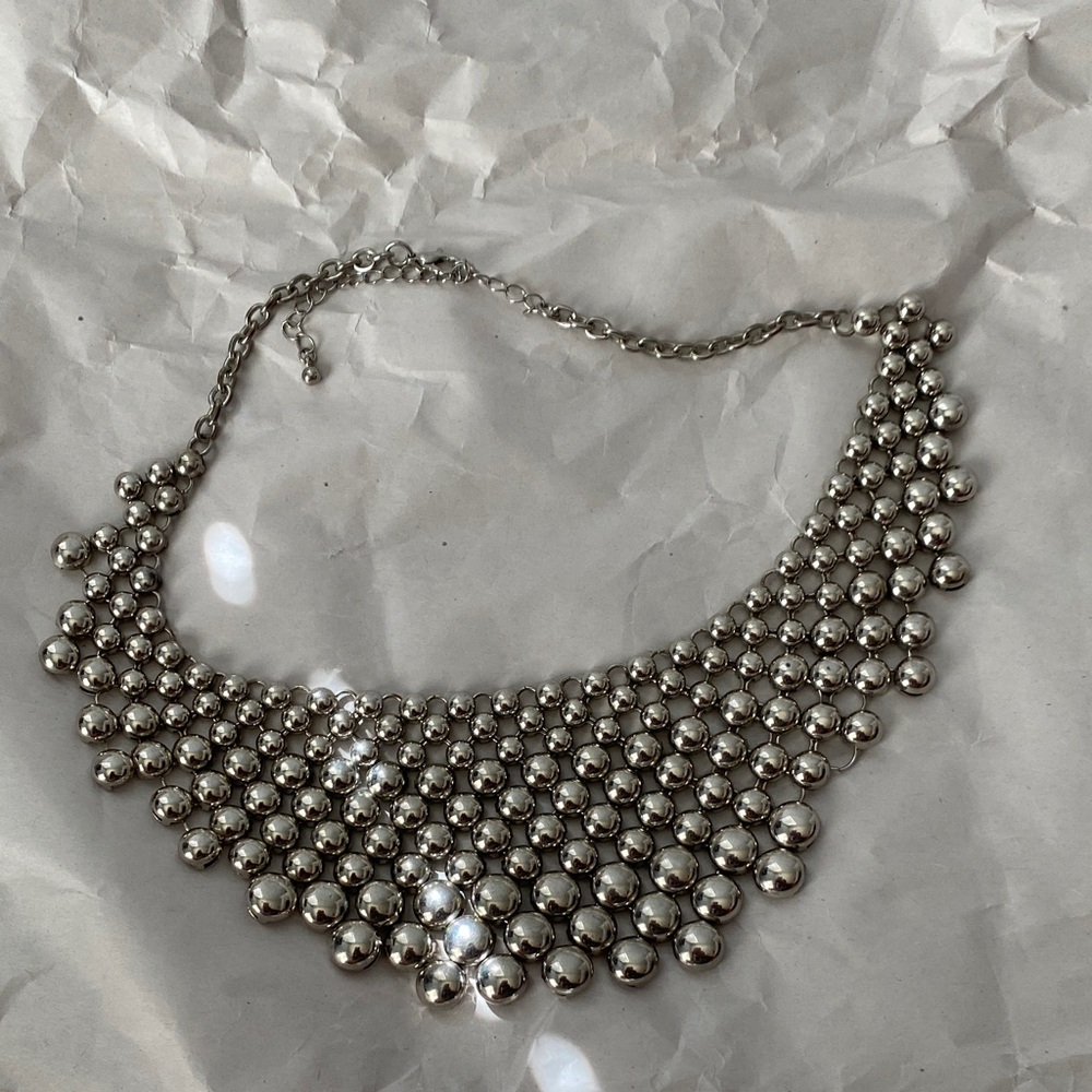 Elegant Silver Beaded Necklace